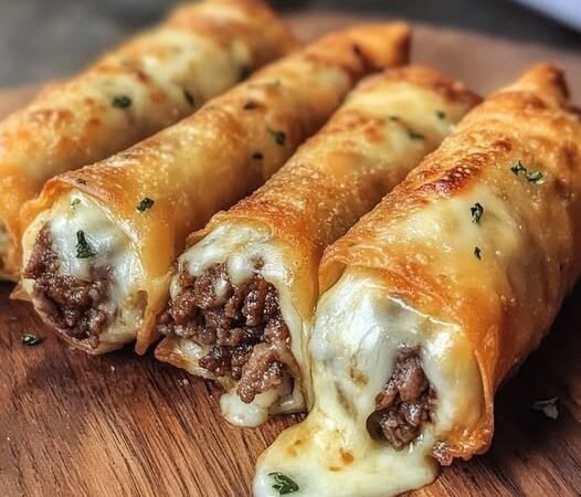 Cheesy Beef Egg Rolls Recipe