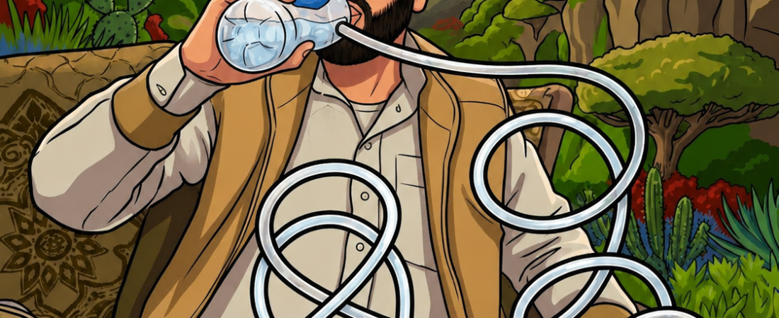 🧠 Can you solve this? What is the man drinking? 💧☕️🥤