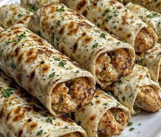 Cheesy Baked Garlic Butter Chicken Taquitos — Extra Crispy & Melted! 🌯🧀🧄✨
