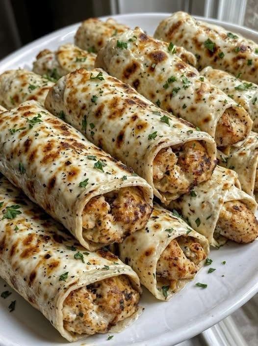 Cheesy Baked Garlic Butter Chicken Taquitos — Extra Crispy & Melted! 🌯🧀🧄✨