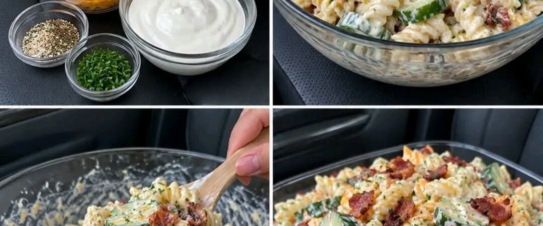 Creamy Cucumber Bacon Pasta Salad