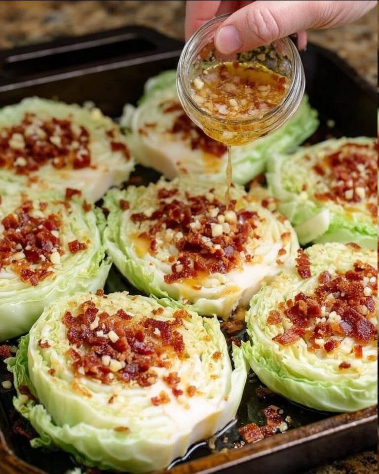 Southern Roasted Cabbage Steaks with Garlic Bacon Butter