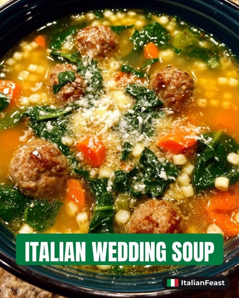 Italian Wedding Soup — tiny meatballs and greens in clear broth. The soup that appears when someone is feeling sick. Tiny meatballs or big ones in yours? Recipe in the comments.