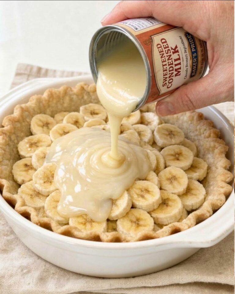 Layer sliced ripe bananas in a pie plate, top with sweetened condensed milk and three more tasty ingredients for a dessert so creamy you’ll be thinking about it all week.