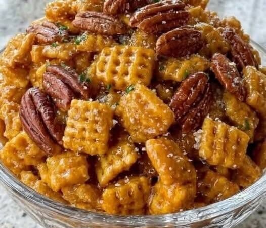 “I poured the pan onto parchment and my son said the buttery pecans and caramel crunch taste like a county fair in a bowl