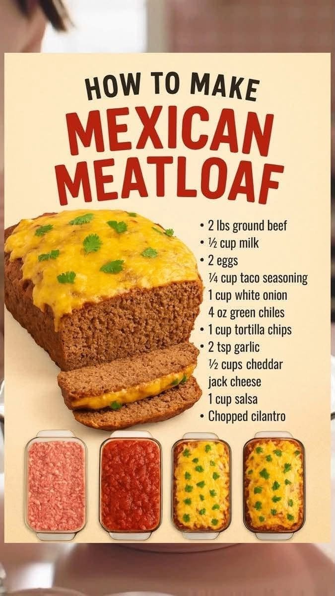 This Taco Meatloaf combines the savory flavors of a classic meatloaf with the bold spices of taco seasoning, making for a unique and flavorful dish. It’s perfect for taco lovers and can be served with a variety of sides like rice, mashed potatoes, or a simple salad.