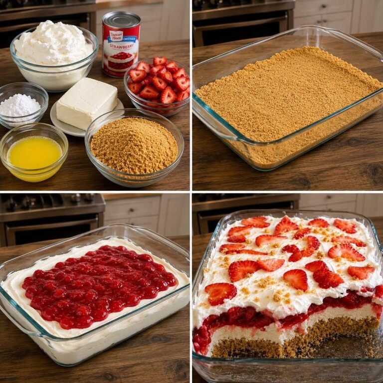 No-Bake Strawberry Cream Cheesecake Delight 🍓🍓✨