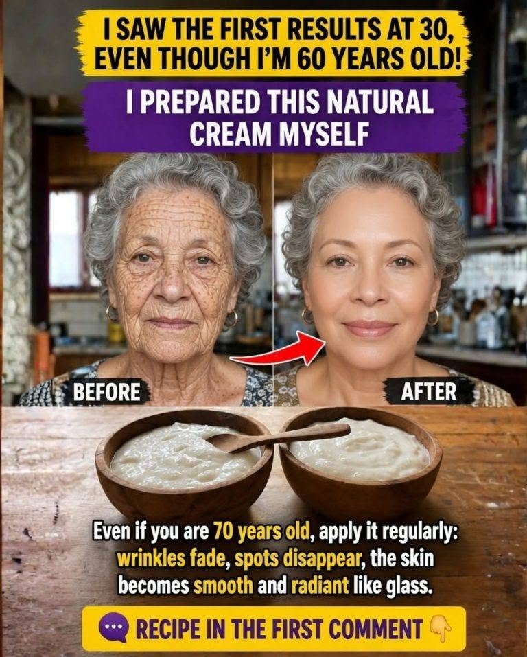 Prepare a baking soda cream and apply it before sleeping. Goodbye to wrinkles and spots…