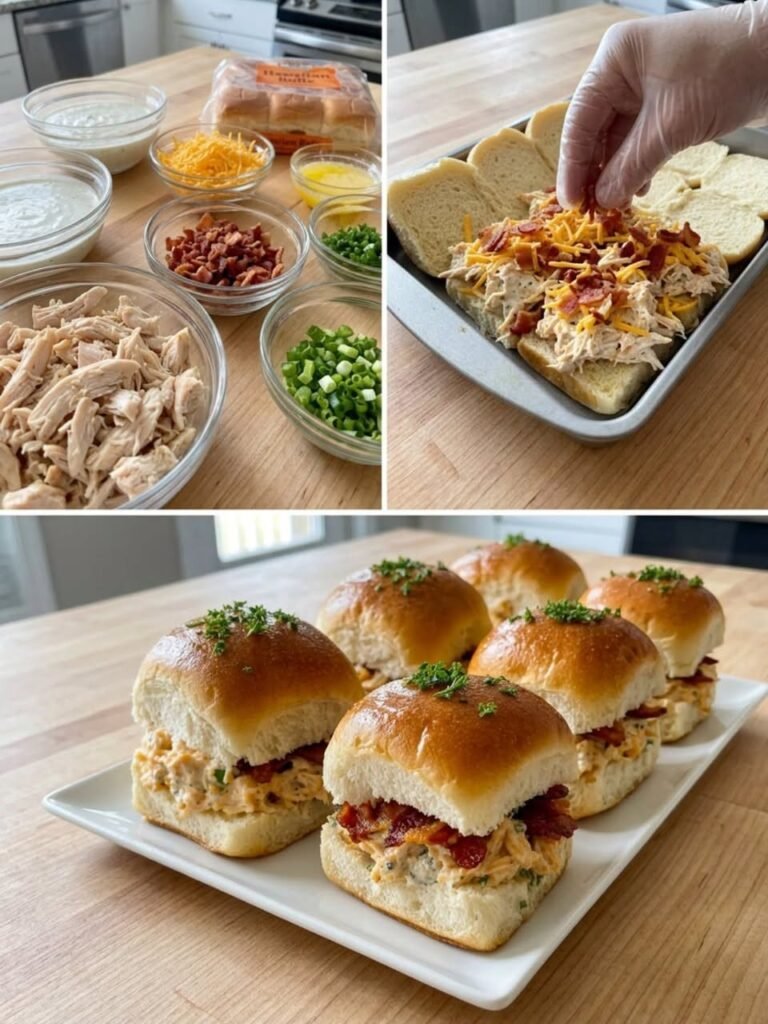 Put these ingredients on Hawaiian rolls for cheesy chicken sliders that come out creamy, buttery, and gone before the tray cools.