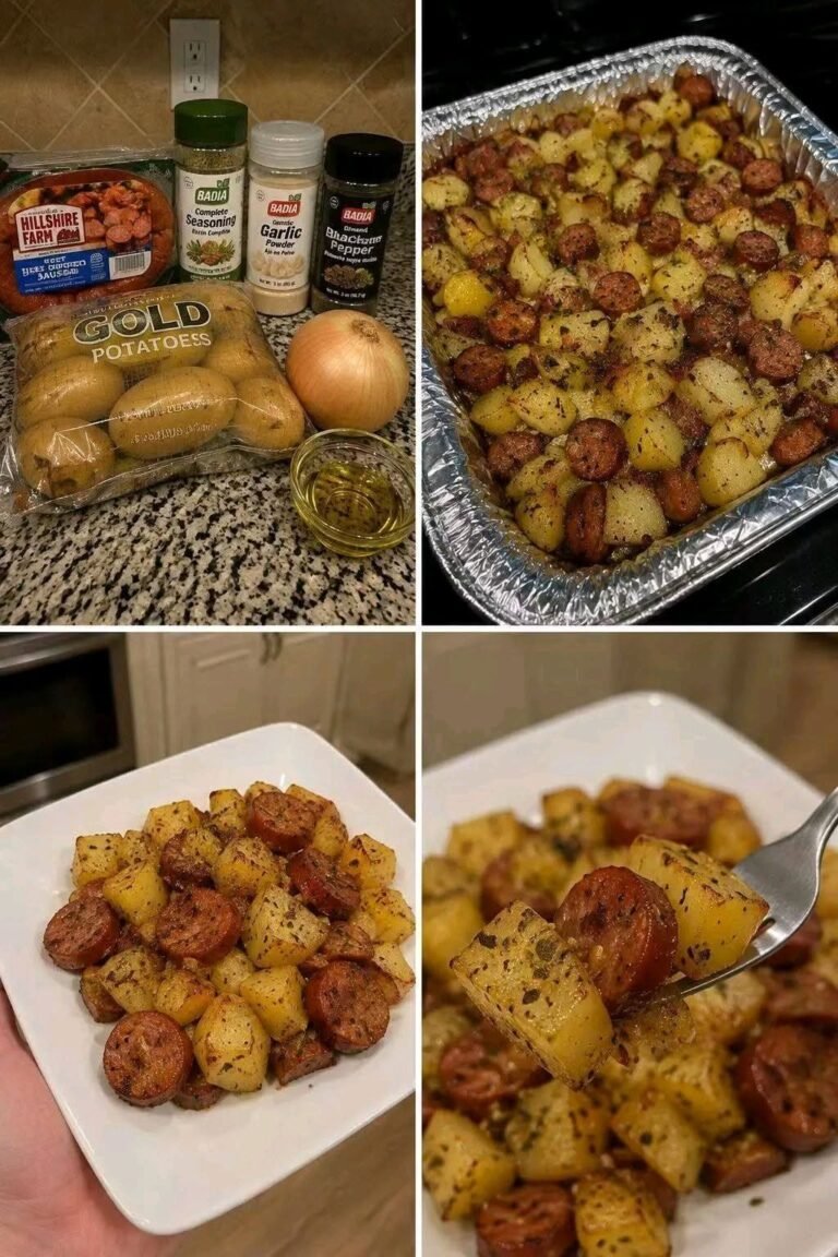 These Oven Baked Potatoes with Sausage are SO easy and delicious