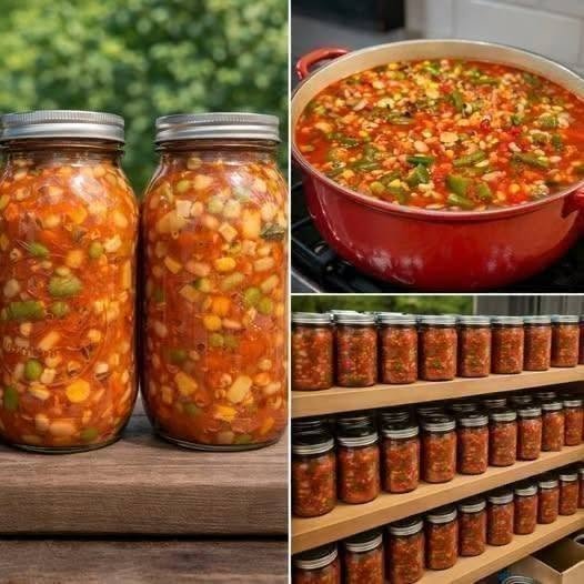 71 quarts of vegetable soup! This is my absolute favorite food!